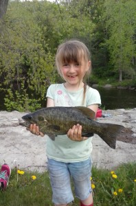 Grace Anne with a nice river Smallmouth