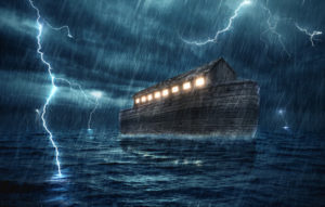 36351495 - noah's ark during a rain and lightning storm.