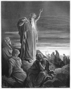 16102216 - the prophet ezekiel - picture from the holy scriptures, old and new testaments books collection published in 1885, stuttgart-germany. drawings by gustave dore.
